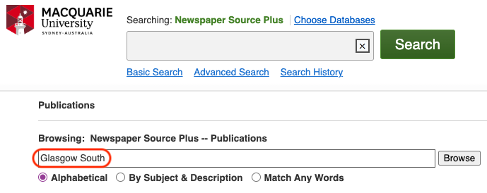 Type in newspaper title